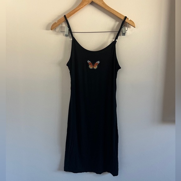 Black Butterfly Bodycon Tank Dress - Picture 1 of 3